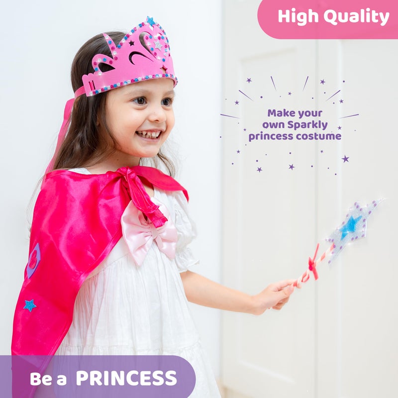 jackinthebox Princess Themed Arts and Crafts for Girls - Make a Cape  Tiara and Wand  Best Gift for Girls Ages 5 6 7 8 Years  3 Craft Projects in 1 Box.. - Image 4